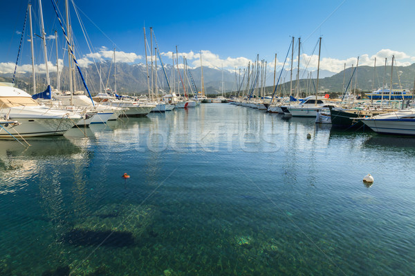 Boats moored in Calvi harbour in Corsica Stock photo © Joningall