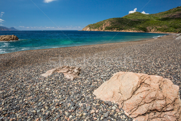 Rocce ciottolo spiaggia ovest costa corsica Foto d'archivio © Joningall