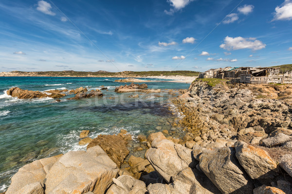 Rocks and beach on the coast of Sardinia near Rena Majore Stock photo © Joningall