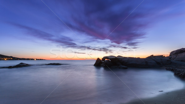 Coucher du soleil plage corse roches nord eau [[stock_photo]] © Joningall