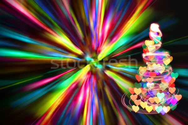 christmas tree with many colors in the dark nigt  Stock photo © jonnysek