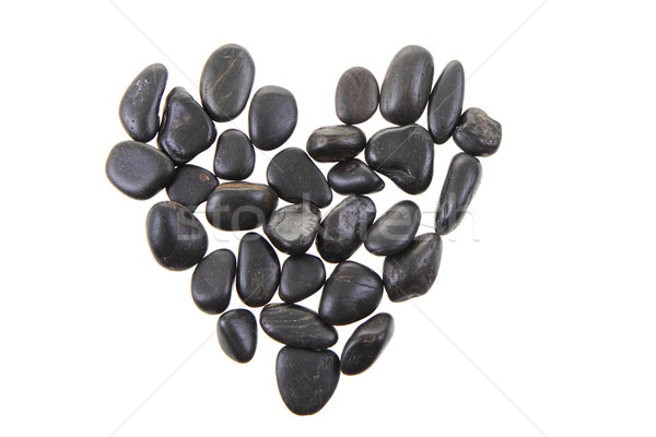 Siyah taşlar kalp yalıtılmış beyaz sevmek Stok fotoğraf © jonnysek