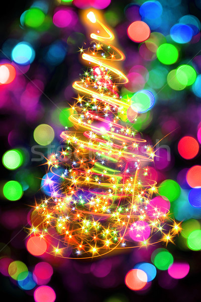 Kerstboom kleur lichten mooie vakantie Rood Stockfoto © jonnysek