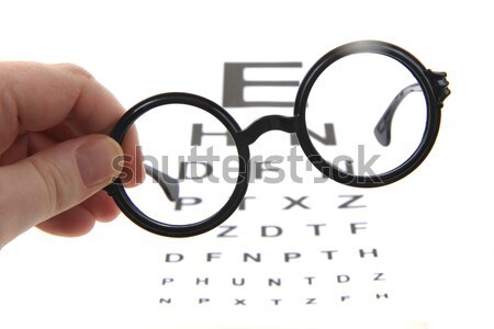 Stock fotó: Látásvizsgálat · diagram · fekete · szemüveg · izolált · fehér