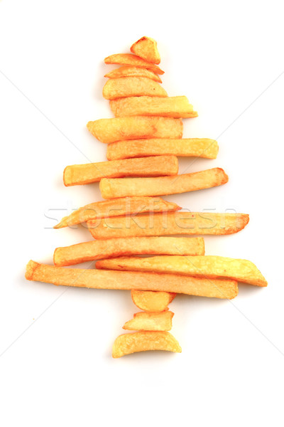 Kerstboom chips achtergrond vet witte Stockfoto © jonnysek
