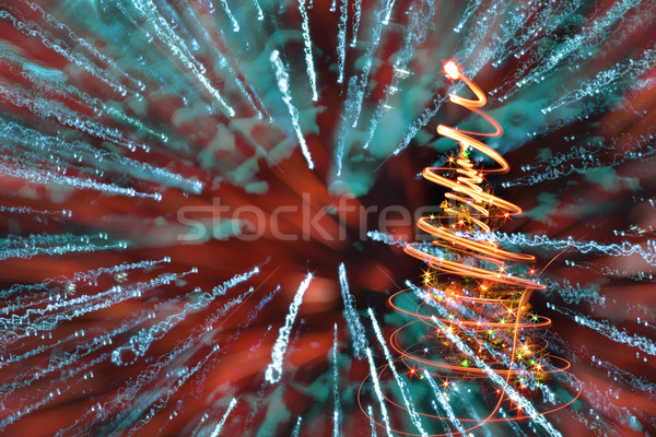 Weihnachtsbaum Lichter Nacht Party abstrakten Stock foto © jonnysek