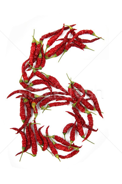 Foto stock: Número · rojo · chile · aislado · blanco · alimentos