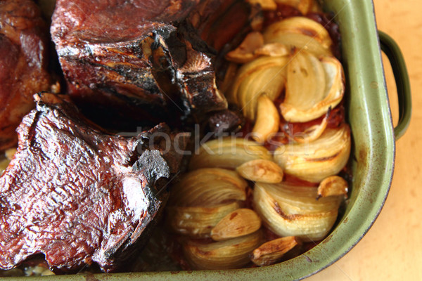 roasted pork knuckle with potatoes Stock photo © jonnysek