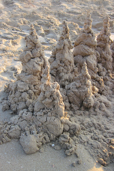 海灘的沙子 城堡 海灘 日落 天空 商業照片 © jonnysek