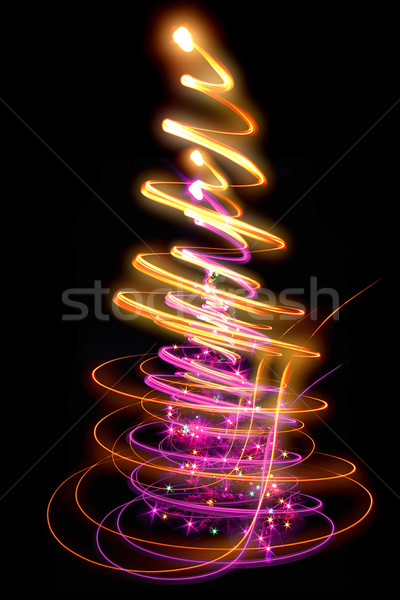 Kerstmis boom lichten zwarte bos ontwerp Stockfoto © jonnysek