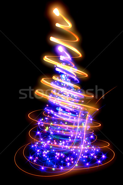 Kerstmis boom lichten zwarte bos ontwerp Stockfoto © jonnysek