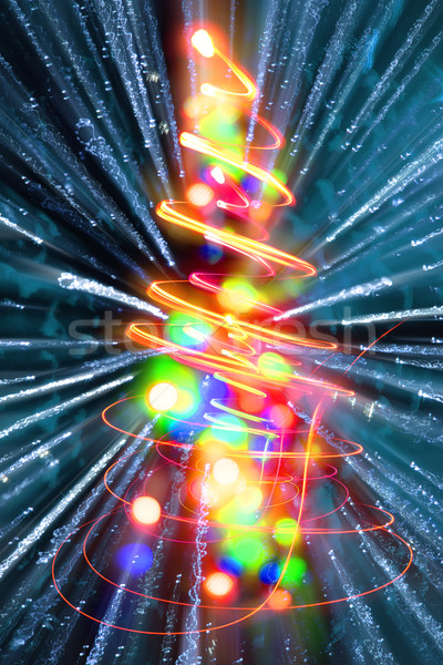 Kerstmis boom lichten zwarte bos ontwerp Stockfoto © jonnysek
