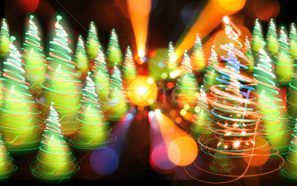 Kerstmis boom lichten zwarte bos ontwerp Stockfoto © jonnysek