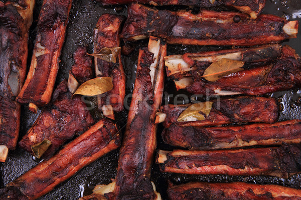 Foto stock: Fumado · porco · costelas · bom · comida · verão