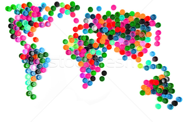 world map from plastic caps Stock photo © jonnysek