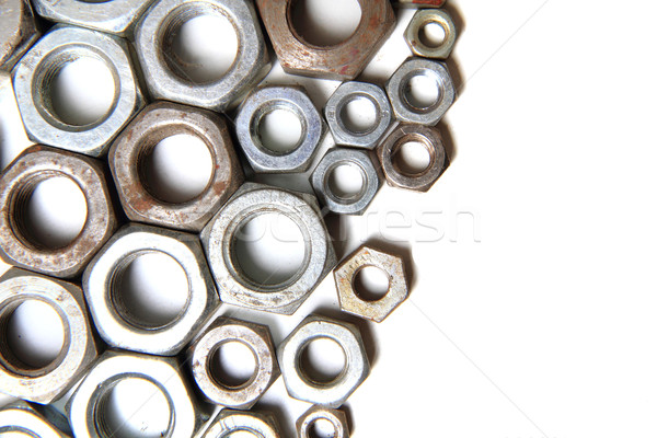 çelik fındık yalıtılmış beyaz arka plan Metal Stok fotoğraf © jonnysek