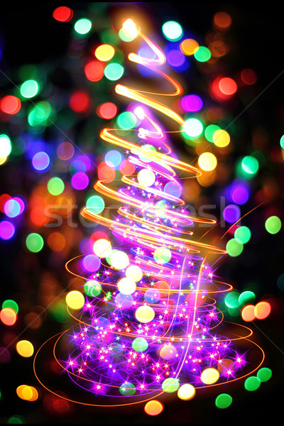 Stockfoto: Kleur · kerstboom · lichten · mooie · vakantie · Rood
