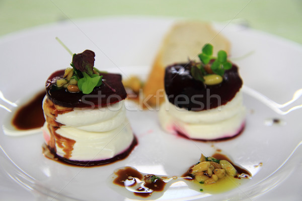 fresh goat cheese and red beet  Stock photo © jonnysek