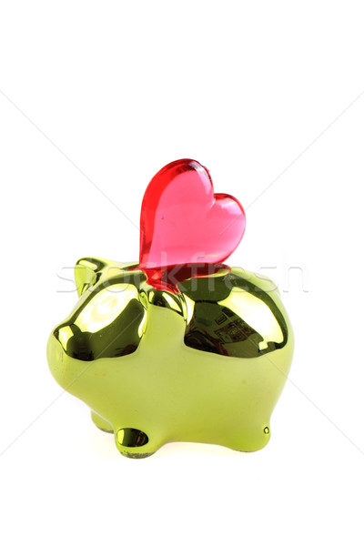 Stock photo: coin pig with heart 