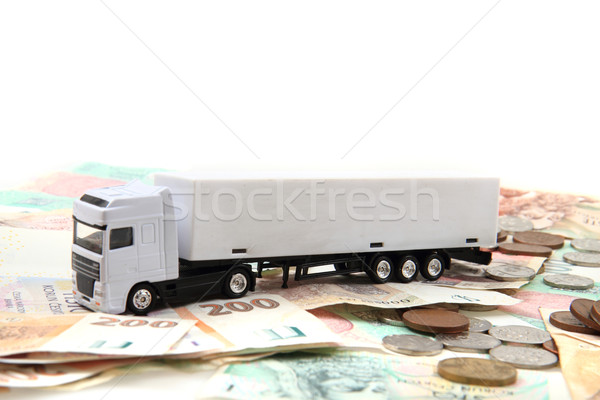 Stok fotoğraf: Beyaz · kamyon · Çek · para · yalıtılmış · hızlandırmak