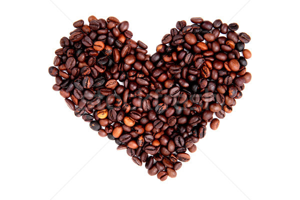 Szív kávé bab izolált fehér textúra Stock fotó © jonnysek