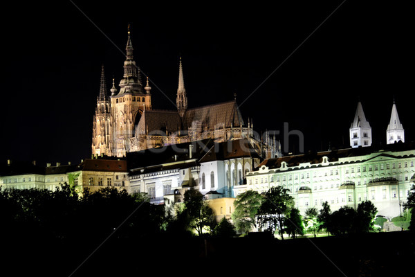 Praag nacht oude gebouwen huis stad Stockfoto © jonnysek