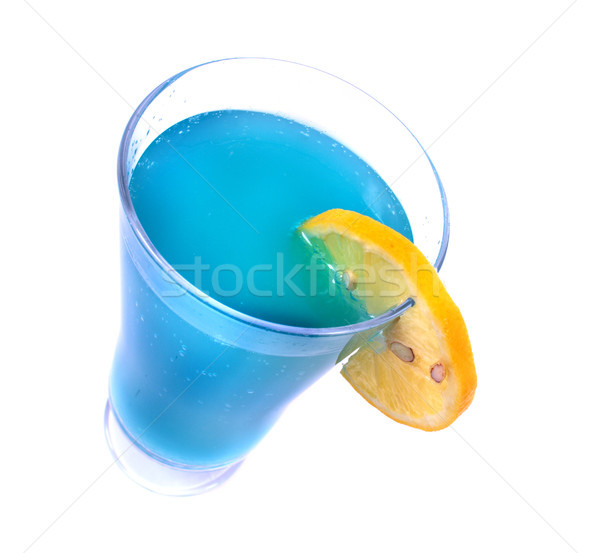 Stockfoto: Drinken · Blauw · citroen · witte · achtergrond · bar