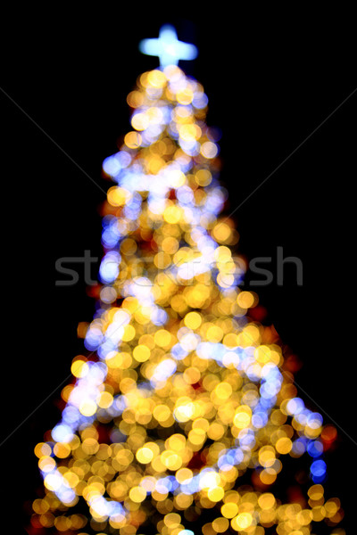 Kerstboom kleur lichten zwarte abstract licht Stockfoto © jonnysek