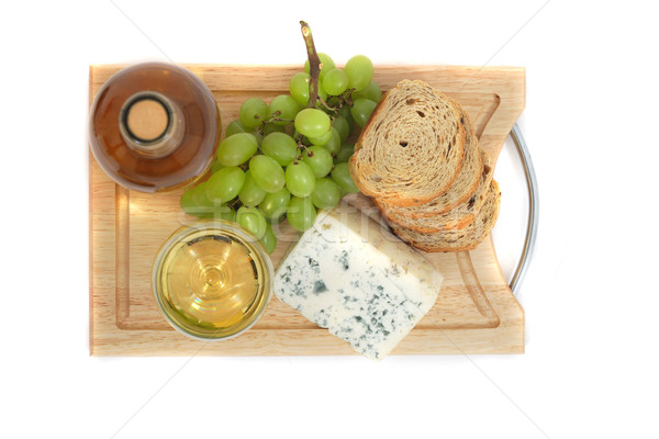 wine, grapes, cheese and bread on the white background Stock photo © jonnysek