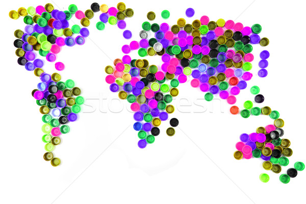 world map from plastic caps Stock photo © jonnysek