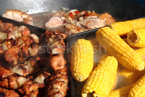 Stock photo: corn and meat 