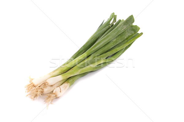 Young green onion on the white background Stock photo © jonnysek
