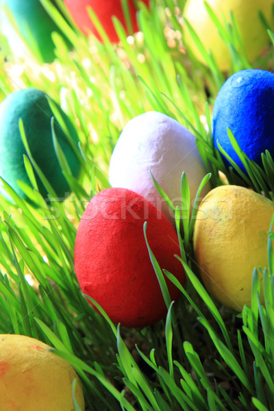 Easter Eggs zielona trawa Wielkanoc wiosną baby jaj Zdjęcia stock © jonnysek