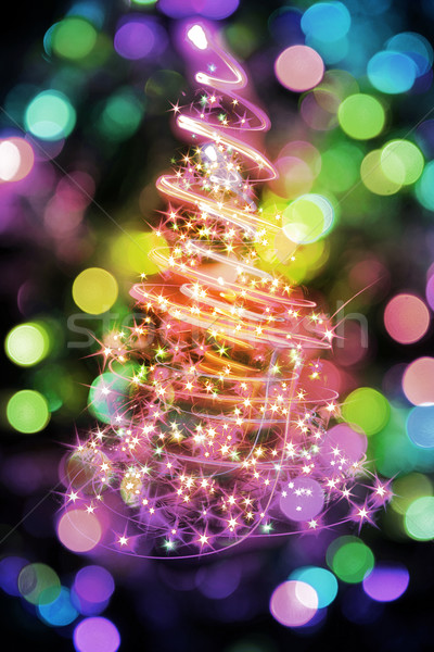 christmas tree from lights Stock photo © jonnysek