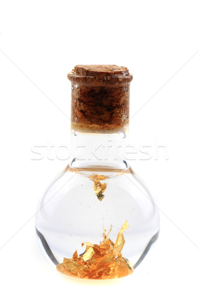 [[stock_photo]]: Or · verre · bouteille · isolé · blanche · fond