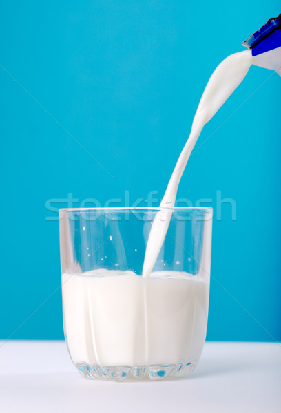 牛奶 玻璃 藍色 背景 早餐 商業照片 © joruba