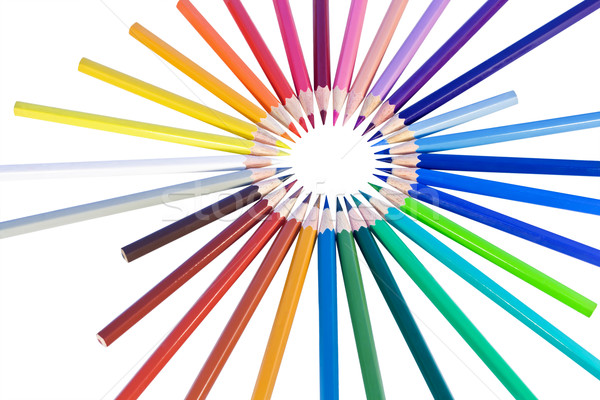 Zdjęcia stock: Kolorowy · ołówki · pierścień · drewna · farbują · edukacji