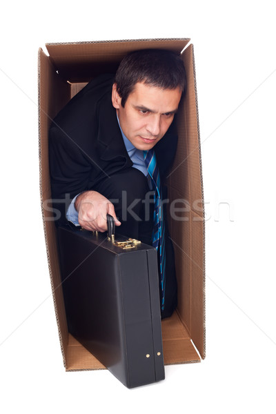 Businessman inside of a cardboard box Stock photo © joseph73