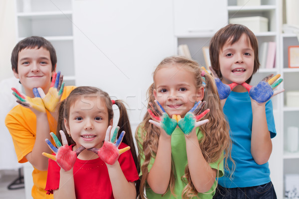Children with colored hands Stock photo © joseph73