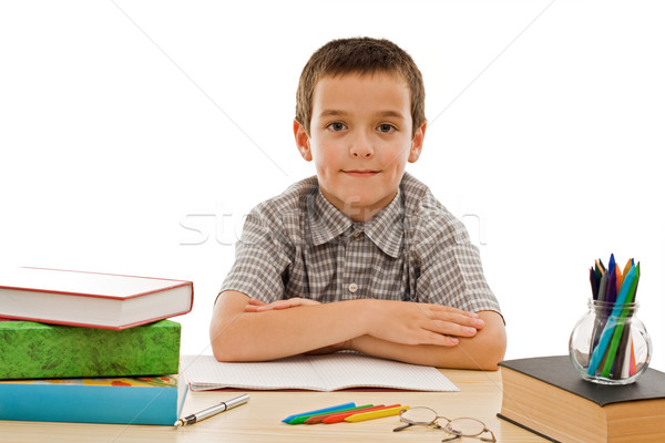 Happy schoolboy staying calm Stock photo © joseph73