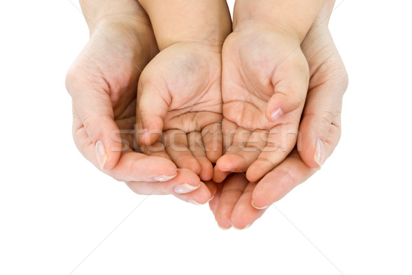 Woman hand hold a child's handful Stock photo © joseph73