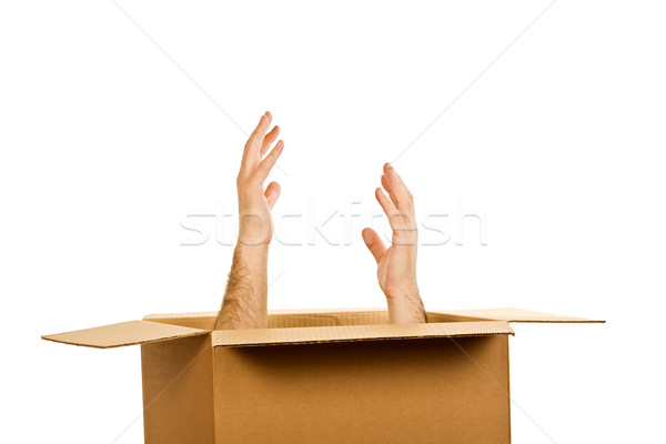 Stock photo: Hands inside of the box