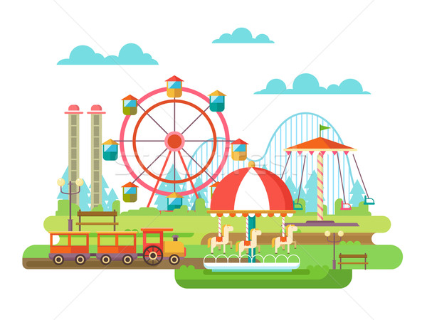 Amusement park flat design Stock photo © jossdiim