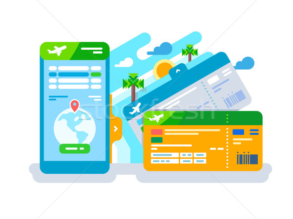 Tickets for the plane on a smartphone Stock photo © jossdiim