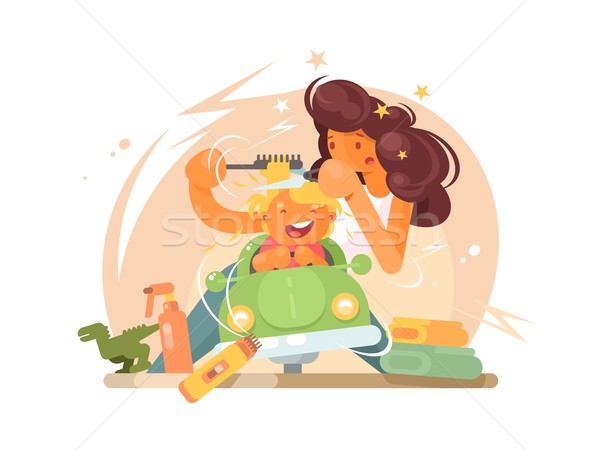 Children barber with cheerful little boy Stock photo © jossdiim
