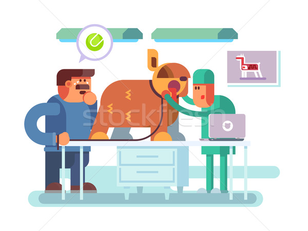 Stock photo: Veterinary clinic visitor and doctor