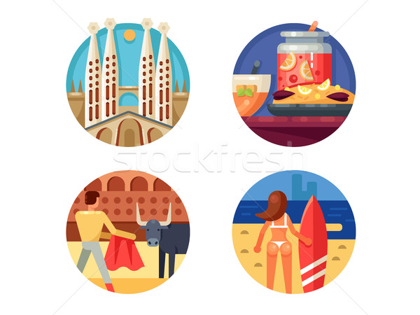 Holidays in Spain set icons Stock photo © jossdiim