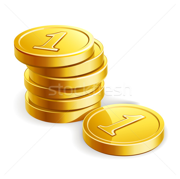 Stock photo: Stack of golden coins isolated on white