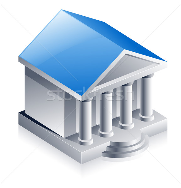 Zdjęcia stock: Banku · budynku · biały · działalności · podpisania · niebieski