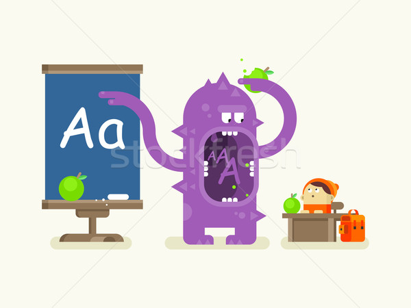 Cartoon monster teaches alphabet Stock photo © jossdiim